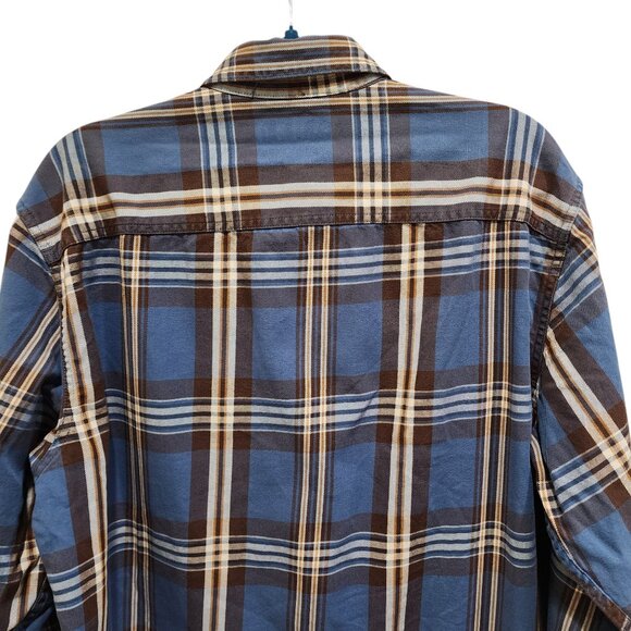 G.H. Bass & Co. Men's M Flannel Shirt Blue Brown Plaid Long Sleeve Casual - Picture 3 of 10